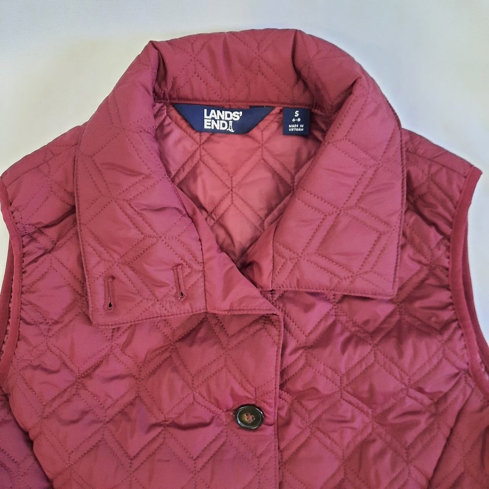 Lands' End Vest Jacket, High Neck W/ Buttons, Quilted, Women's Small 6-8 - Picture 2 of 11